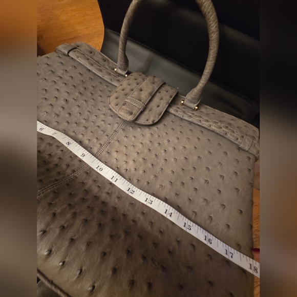 JRA - Elegant Gray Ostrich Leather Bag - Picture 9 of 10